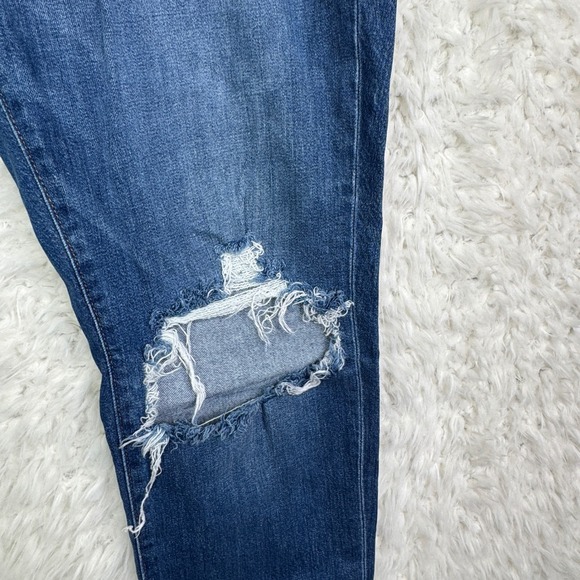 Madewell The Slim Boyjean Distressed Ripped Blue Denim Jeans Women Sz 32 Stretch - Picture 8 of 9